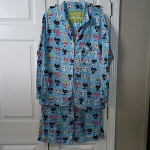 Victoria's Secret kitty cat 2 pc pajama pj set Sz L EUC